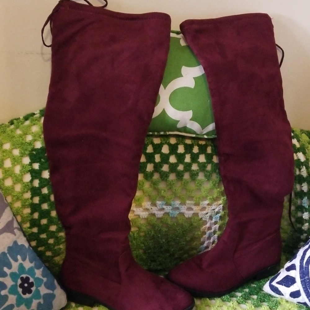 Suede boots over the knee